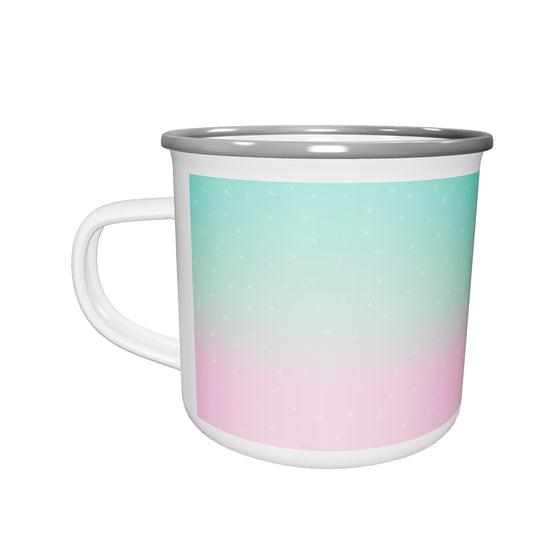 ENAMEL MUG : IN TURQUOISE AND PINK :  OMBRE' EVERY DAY! 