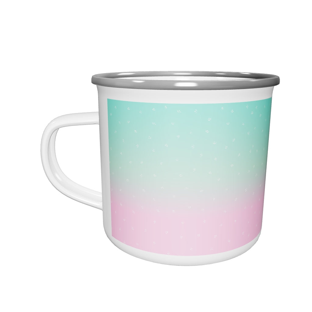 ENAMEL MUG : IN TURQUOISE AND PINK :  OMBRE' EVERY DAY! 