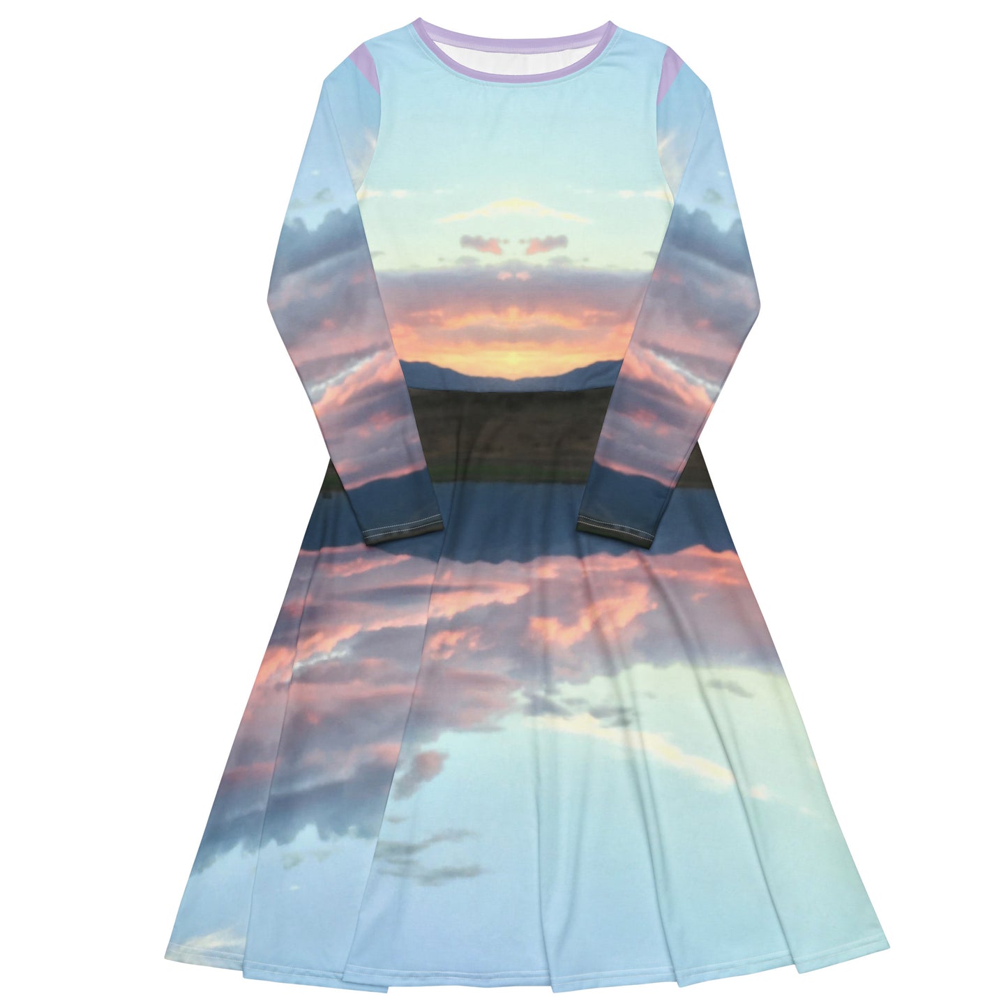 LONG SLEEVE MIDI DRESS : CLOUDS BEFORE DUSK