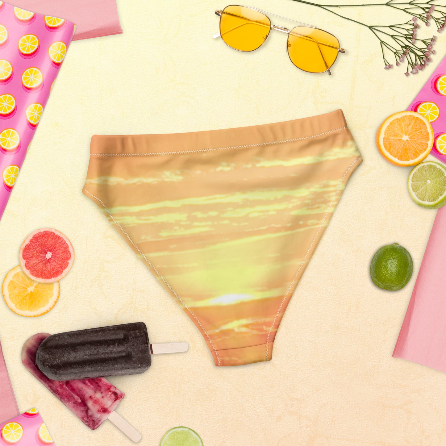 ECO HIGH-WAISTED BIKINI BOTTOM : WESTERN SUNSET