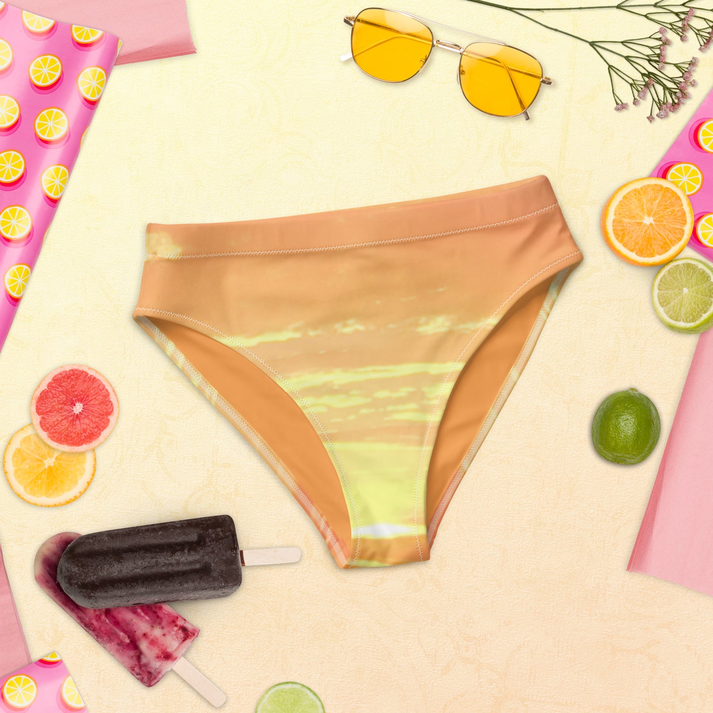 ECO HIGH-WAISTED BIKINI BOTTOM : WESTERN SUNSET