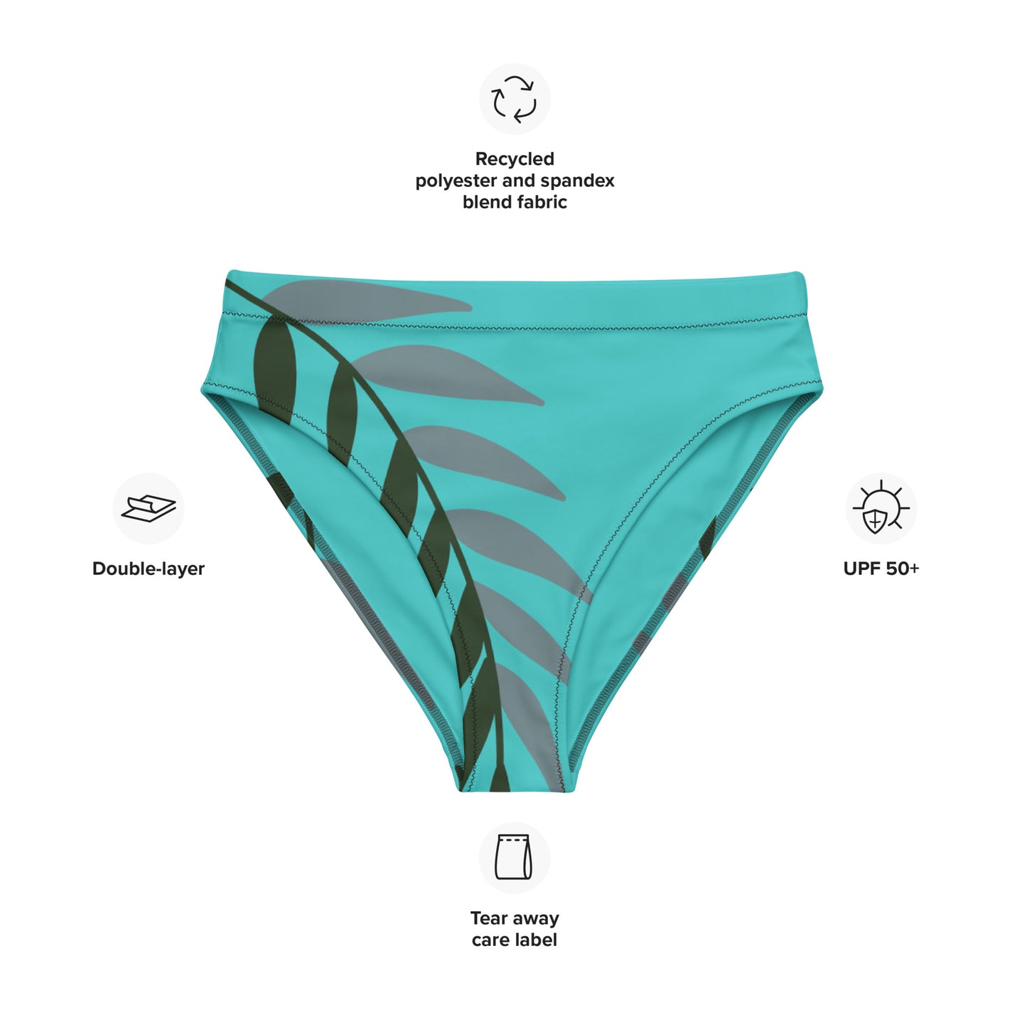 ECO HIGH-WAISTED BIKINI BOTTOM : TURQUOISE FERN