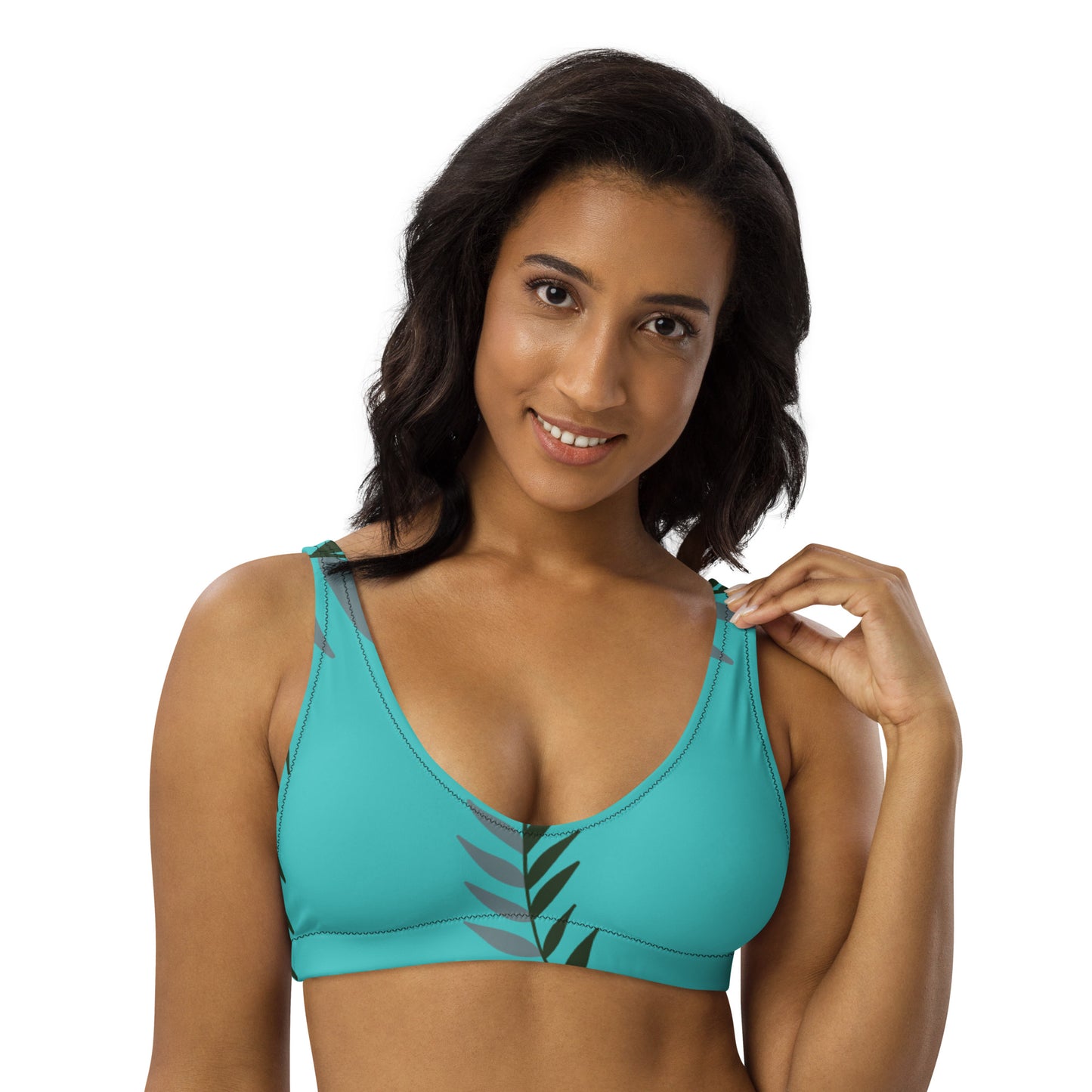 ECO BIKINI TOP : TURQUOISE FERN