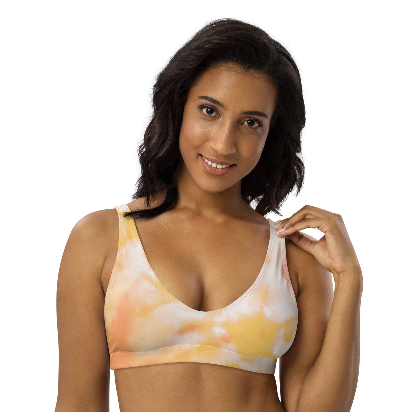 Recycled padded bikini top : Yellow Marble