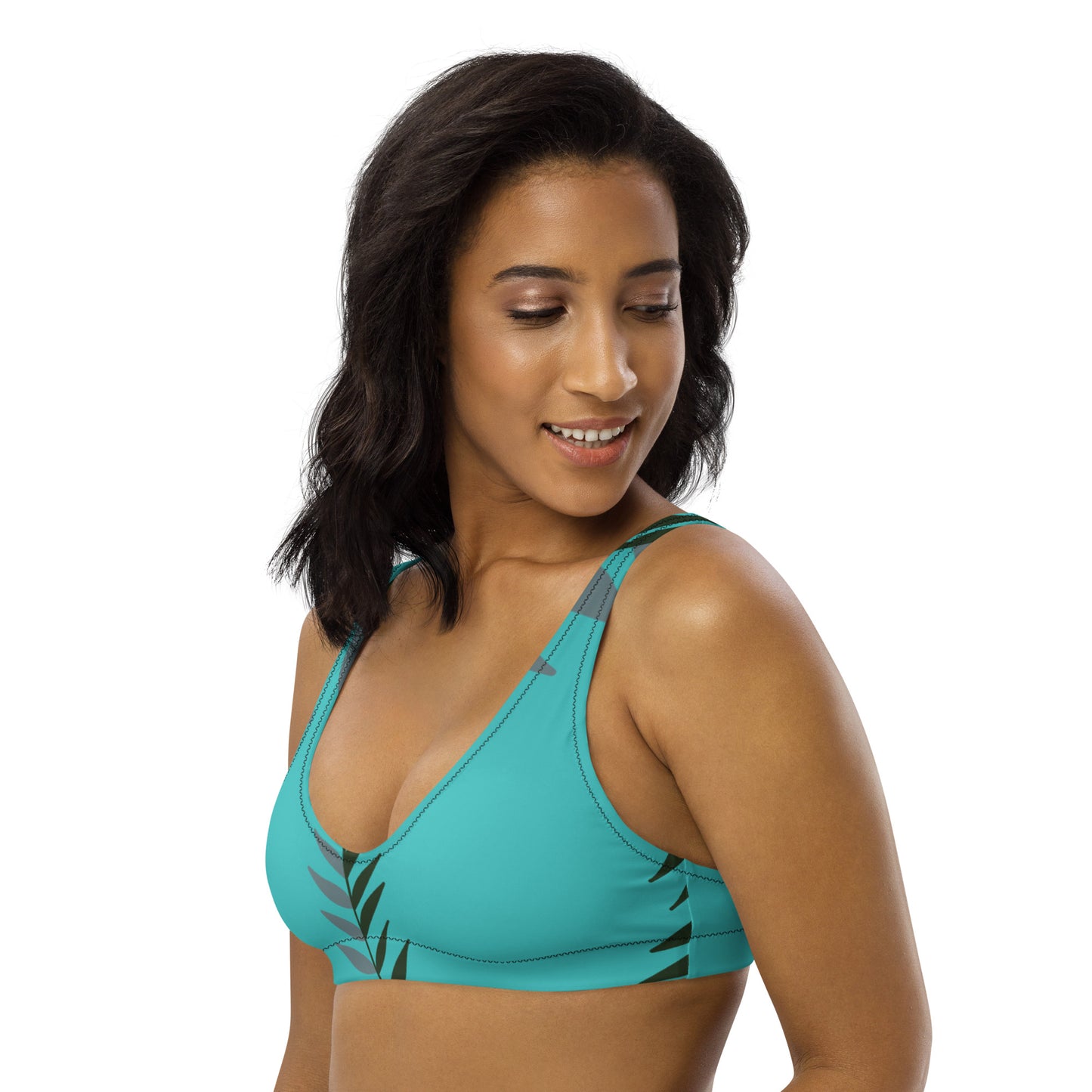 ECO BIKINI TOP : TURQUOISE FERN