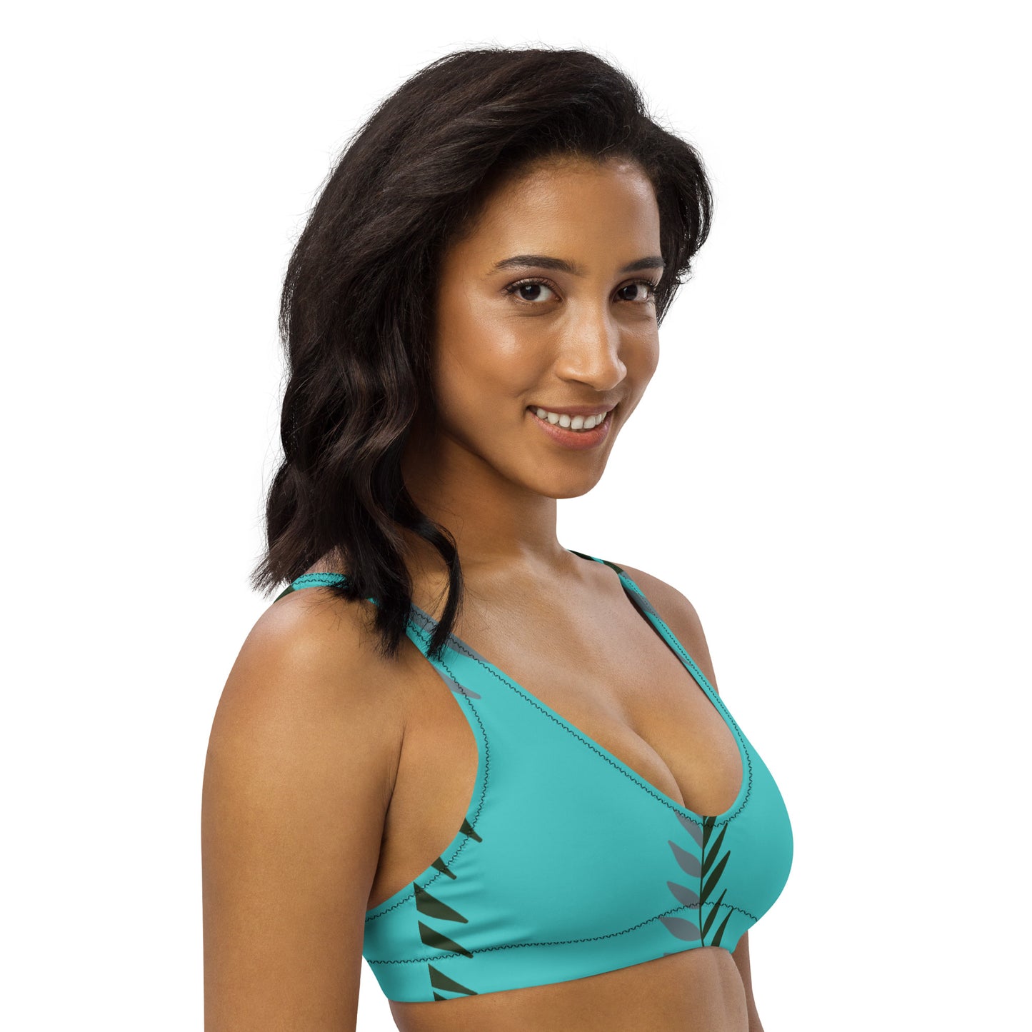 ECO BIKINI TOP : TURQUOISE FERN