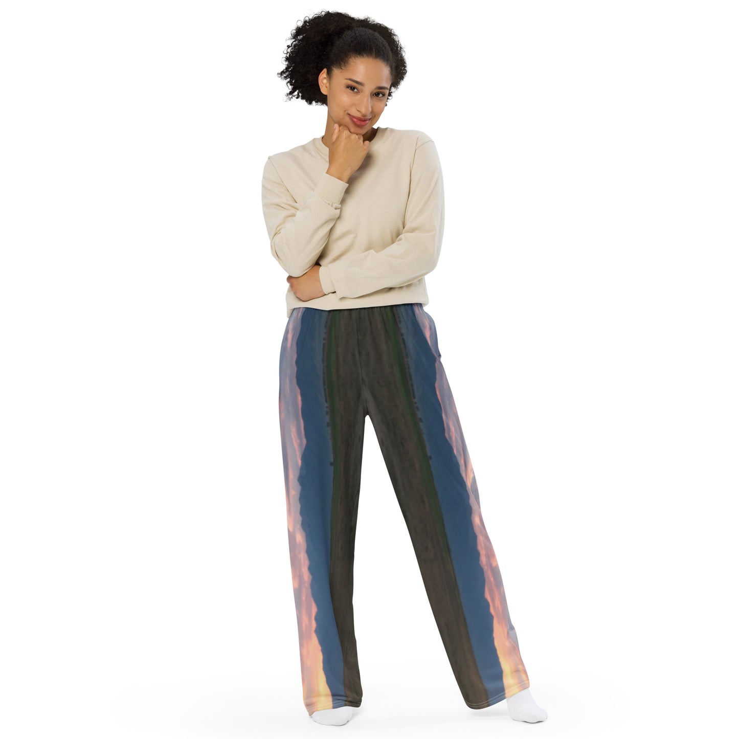 UNISEX WIDE- LEG PANTS : CLOUDS BEFORE DUSK (DARK)