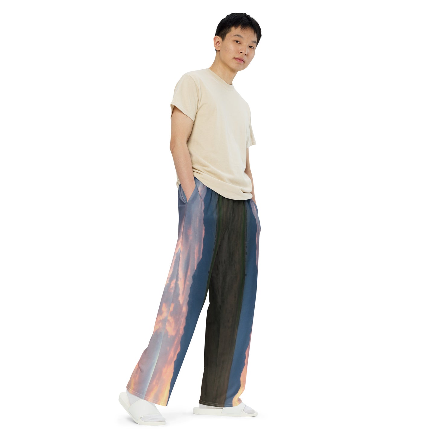 UNISEX WIDE- LEG PANTS : CLOUDS BEFORE DUSK (DARK)