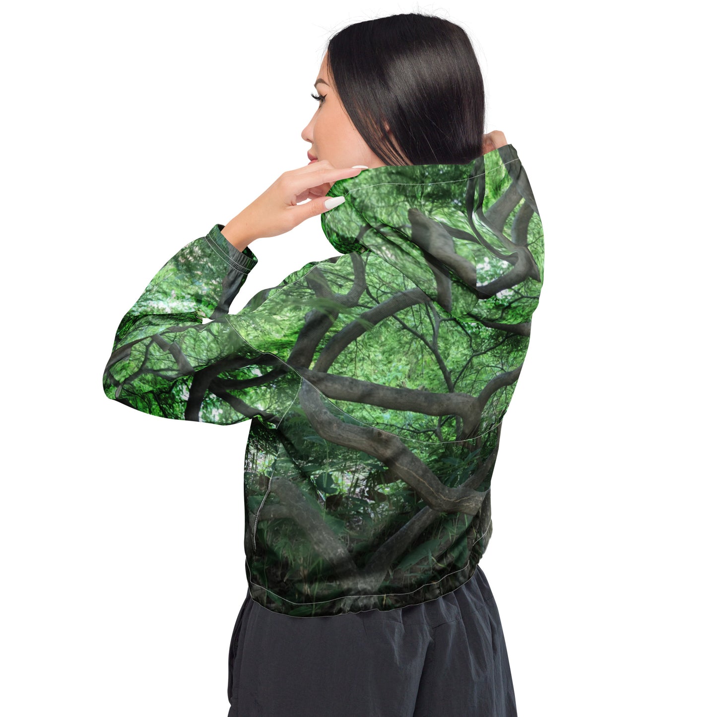 FEMME CROPPED WINDBREAKER : CASCADING JAPANESE MAPLE