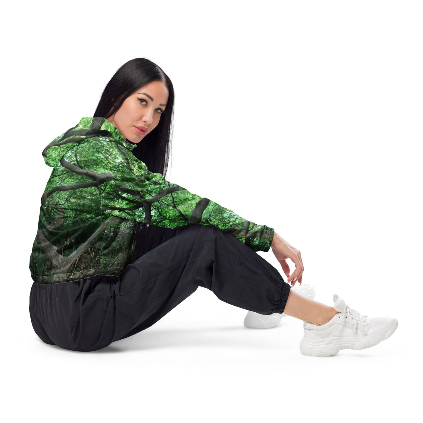 FEMME CROPPED WINDBREAKER : CASCADING JAPANESE MAPLE