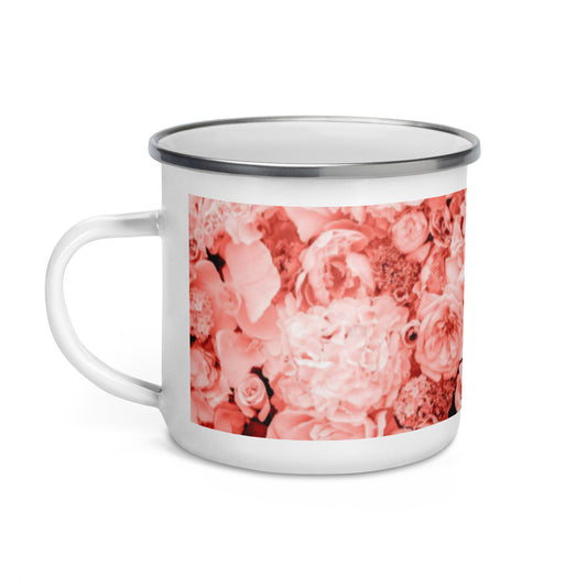 ENAMEL MUG : COMING UP ROSES : PINK ROSES