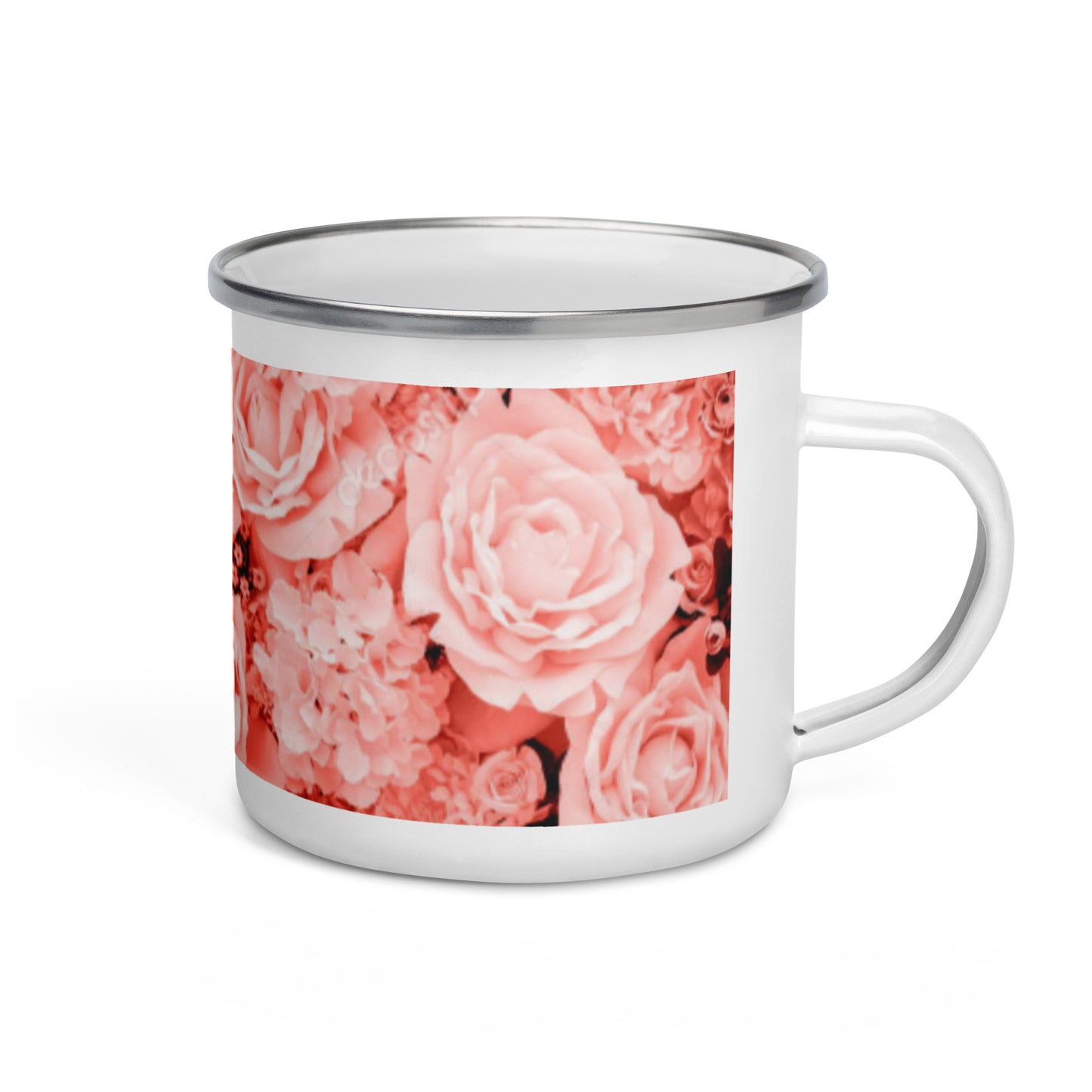 ENAMEL MUG : COMING UP ROSES : PINK ROSES