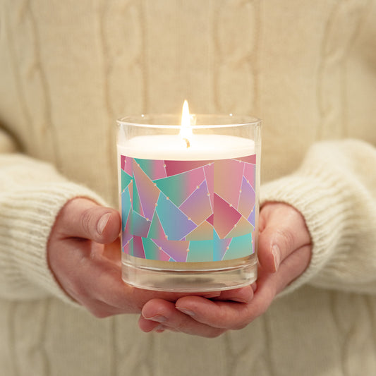 SOY CANDLE IN GLASS JAR PASTEL CRYSTALINE PATTERN