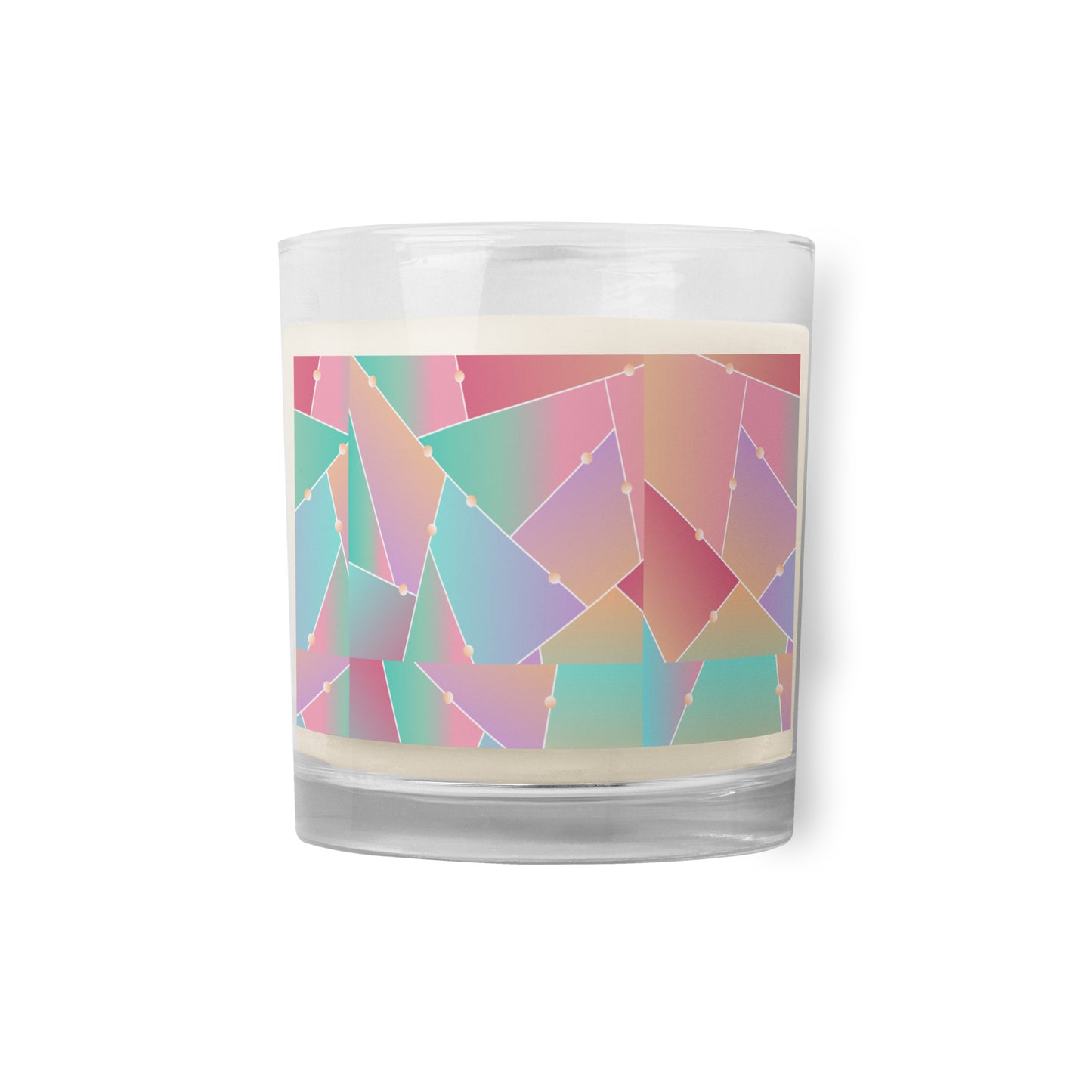 SOY CANDLE IN GLASS JAR PASTEL CRYSTALINE PATTERN