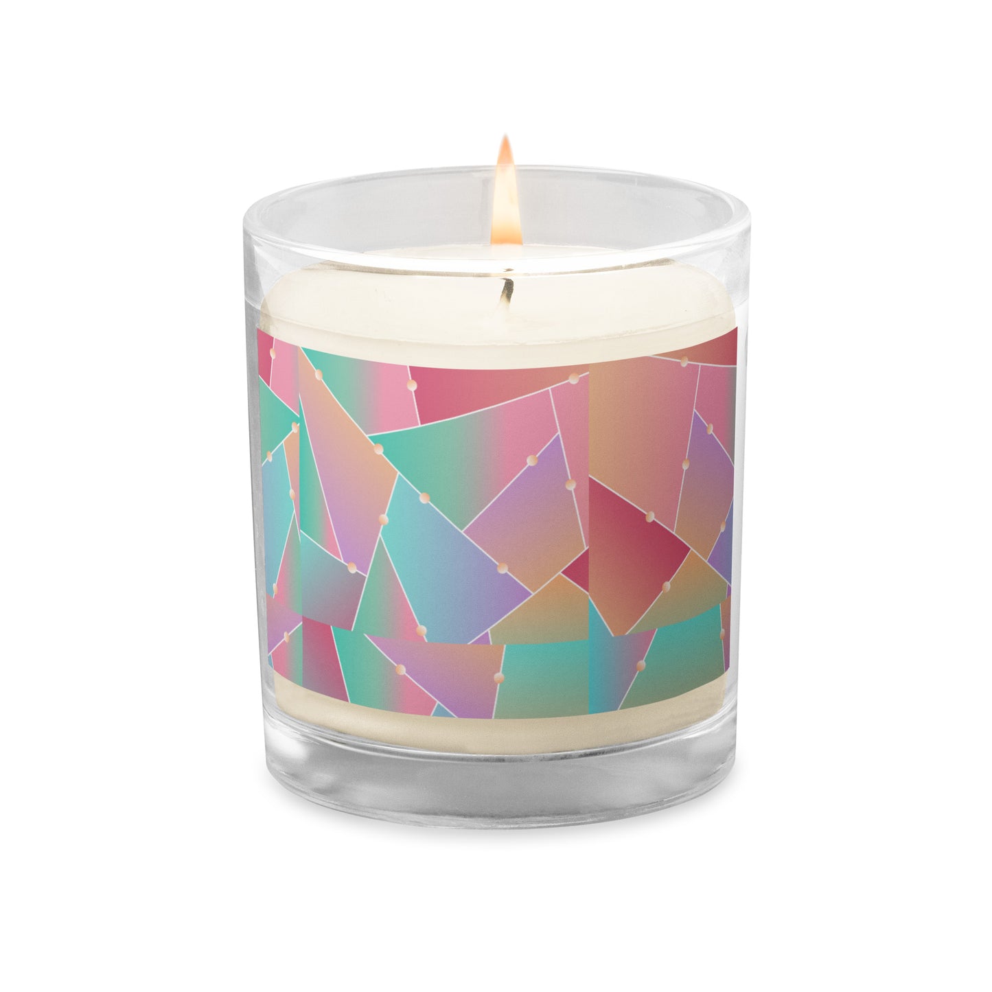 SOY CANDLE IN GLASS JAR PASTEL CRYSTALINE PATTERN