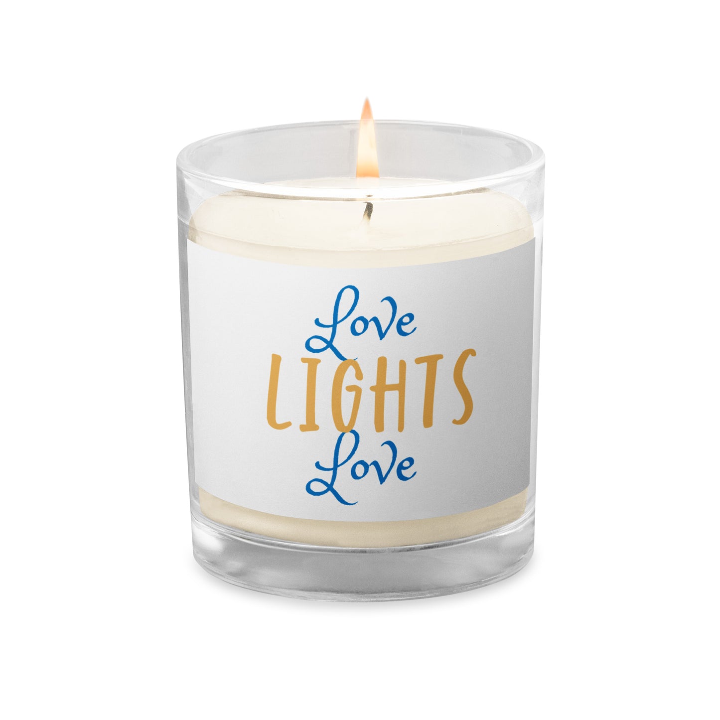 SOY WAX CANDLE GLASS JAR LOVE LIGHTS LOVE: IN BLUE AND GOLD