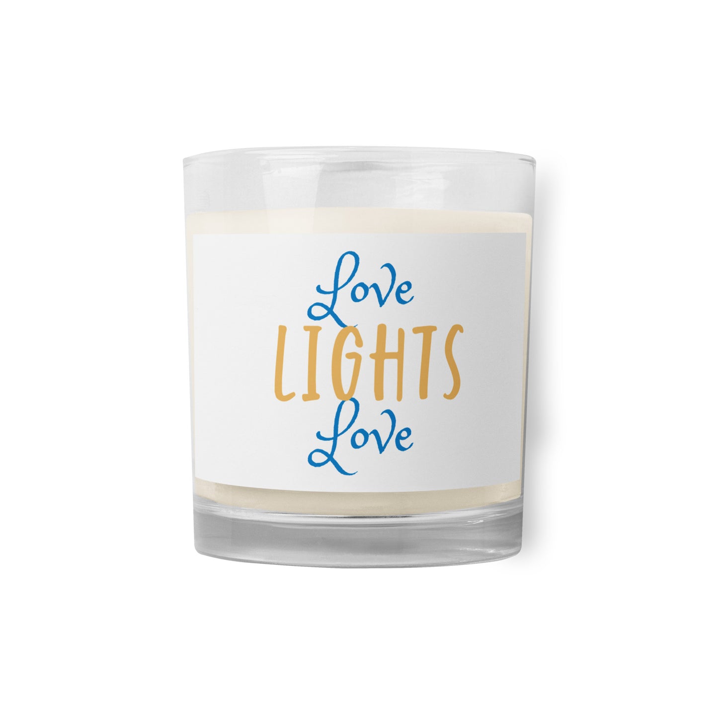 SOY WAX CANDLE GLASS JAR LOVE LIGHTS LOVE: IN BLUE AND GOLD