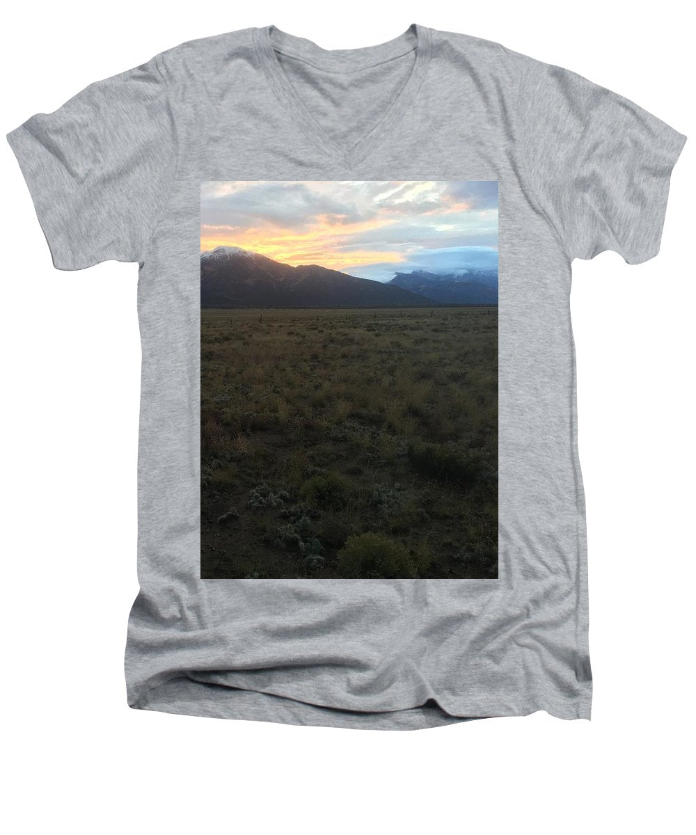 Snowy Morning Mists Crestone - Men's V-Neck T-Shirt