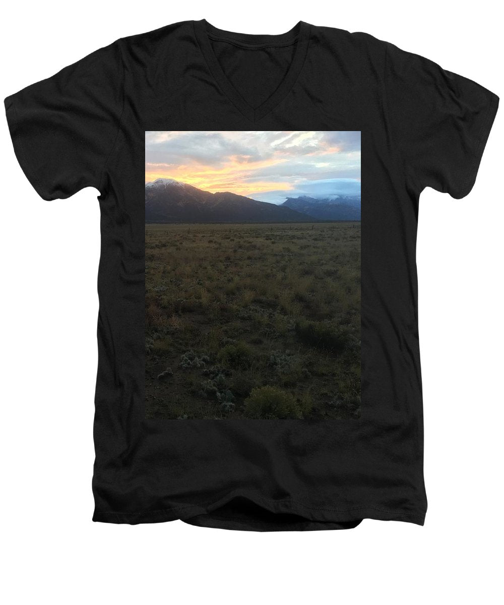 Snowy Morning Mists Crestone - Men's V-Neck T-Shirt