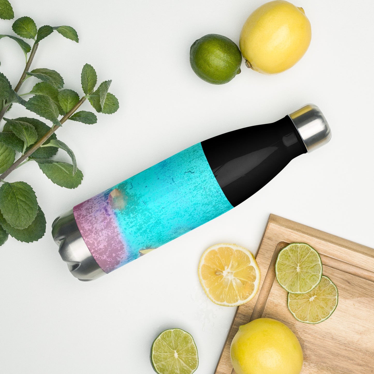 STAINLESS STEEL WATER BOTTLE : TROPICAL WATER MOVEMENTS (CORAL)