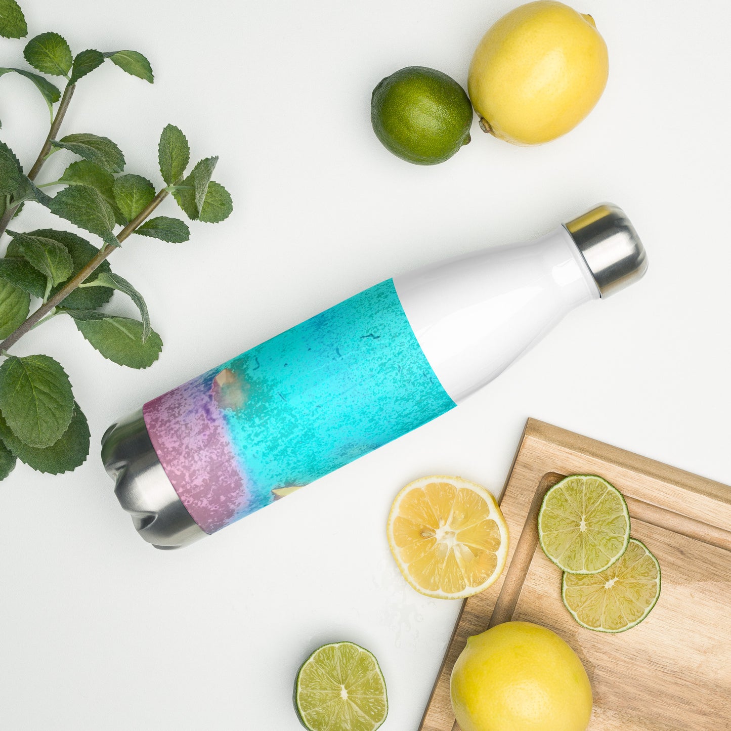 STAINLESS STEEL WATER BOTTLE : TROPICAL WATER MOVEMENTS (CORAL)